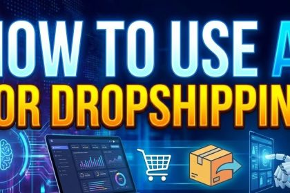 A futuristic robot hand organizing digital e-commerce packages, representing AI dropshipping automation.